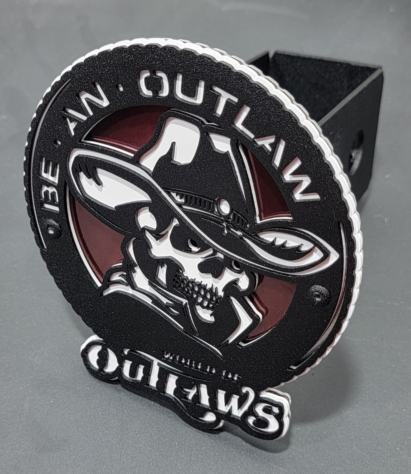 World Of Outlaws Be An Outlaw Logo Trailer Hitch Cover