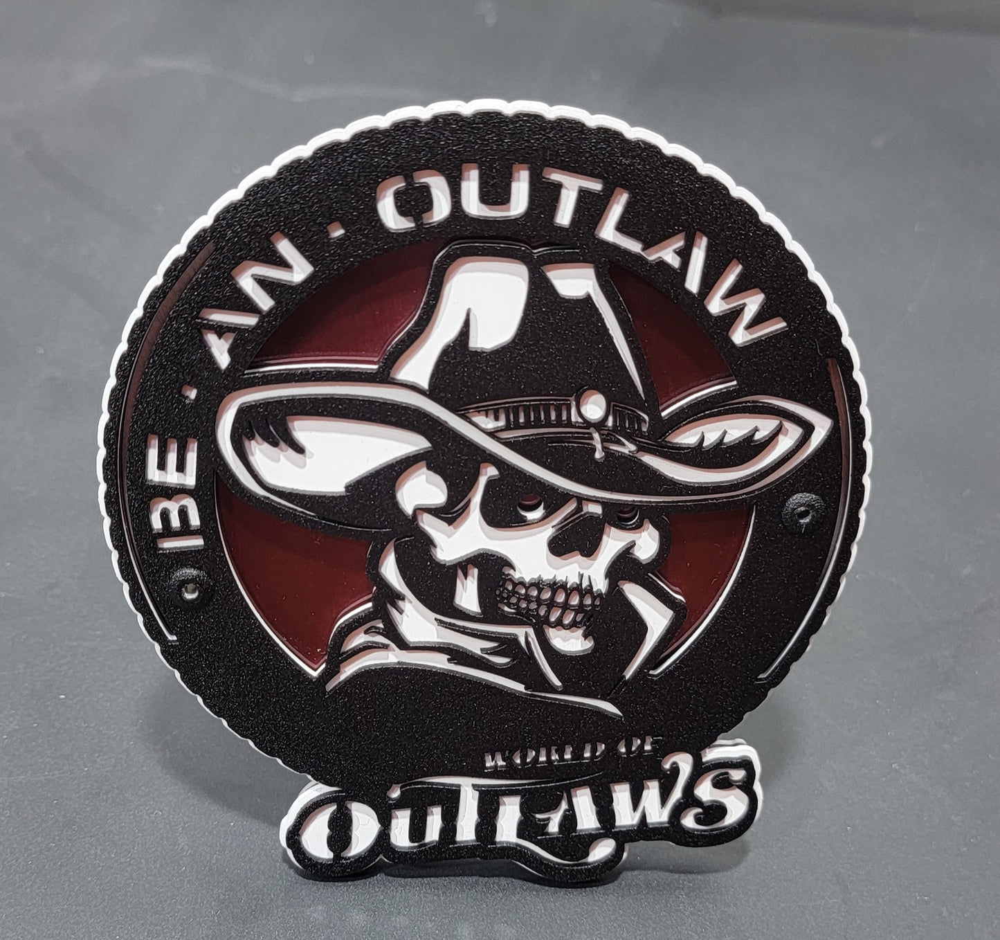 World Of Outlaws Be An Outlaw Logo Trailer Hitch Cover