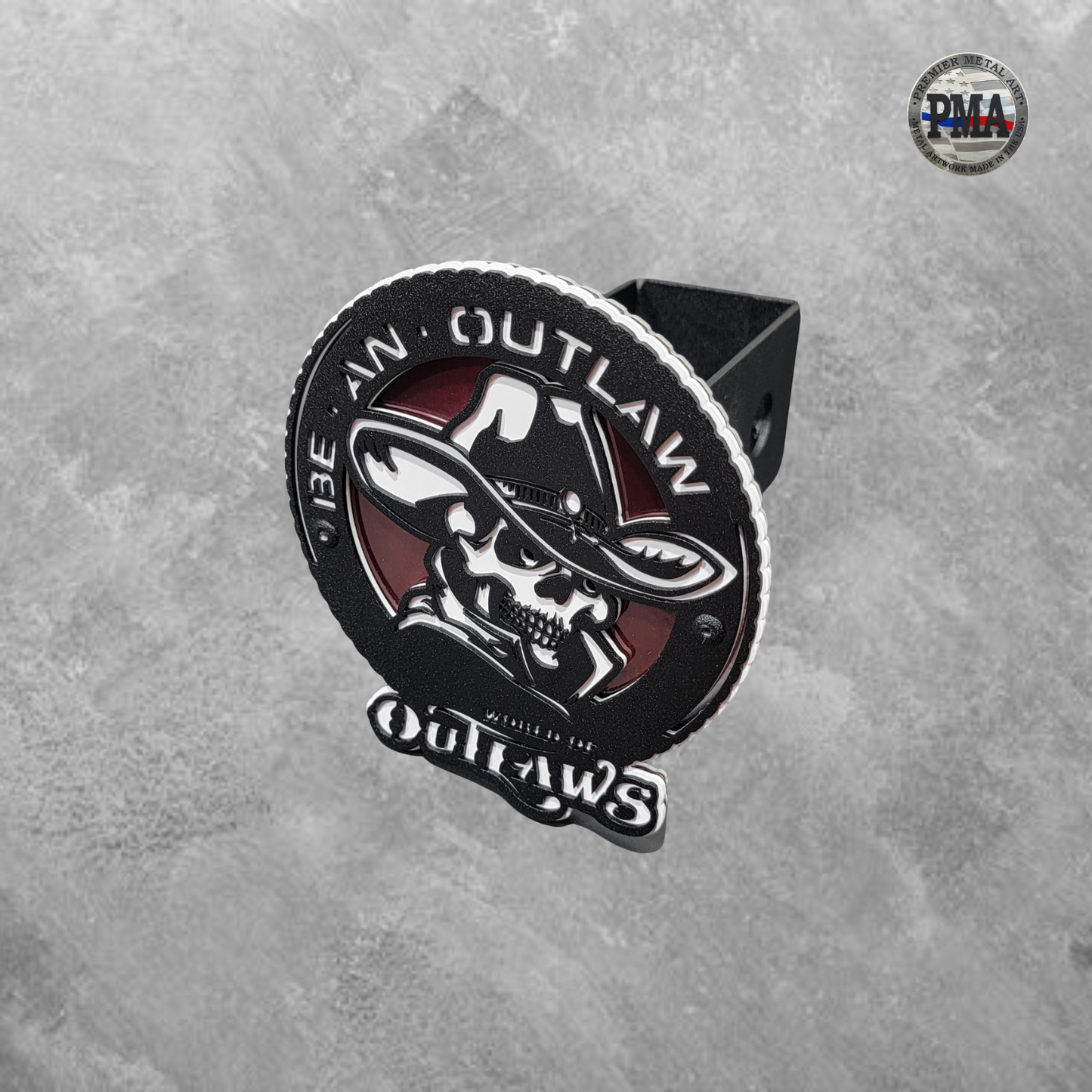 World Of Outlaws Be An Outlaw Logo Trailer Hitch Cover